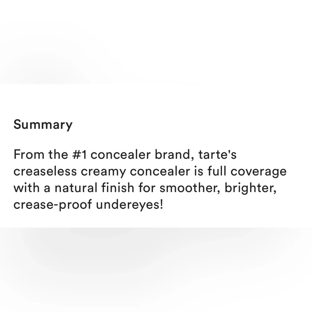 Tarte Creaseless Concealer - Tan-Deep Golden 48G (BNIB)
